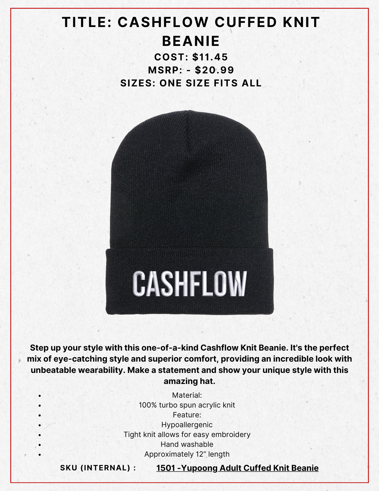 Cashflow Cuffed Beanie