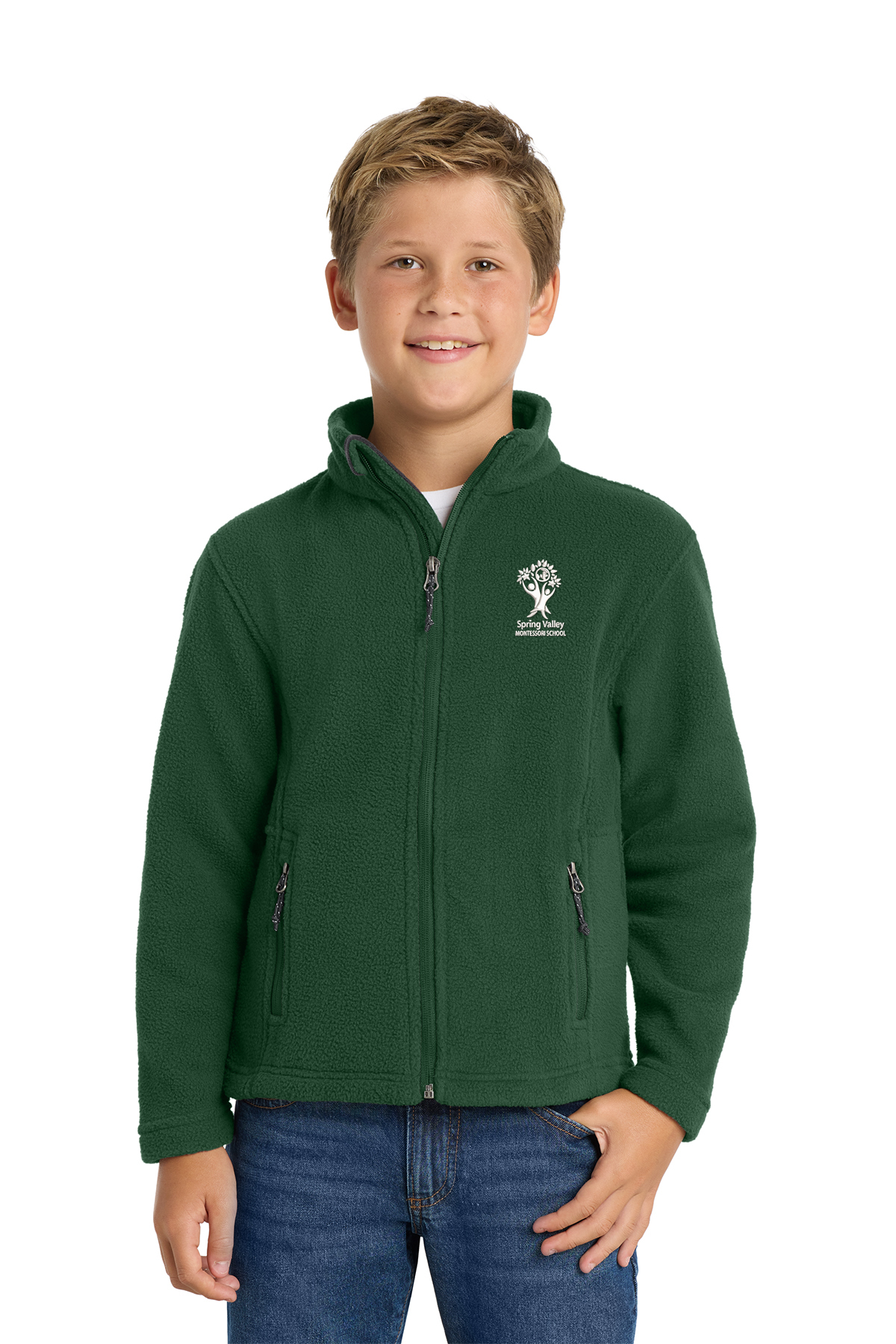 SVMS Youth Fleece Jacket - Forest Green model