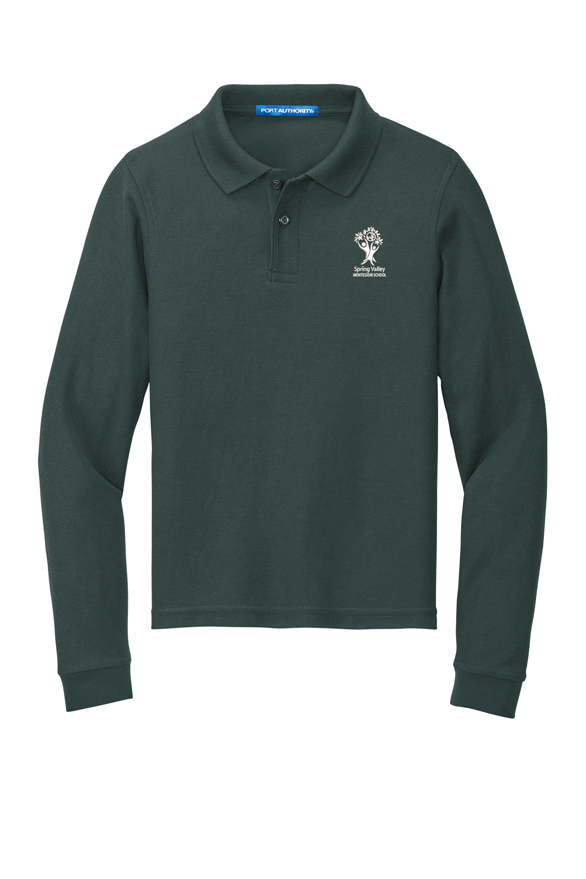 SVMS Youth Long Sleeved Polo - Dark Green